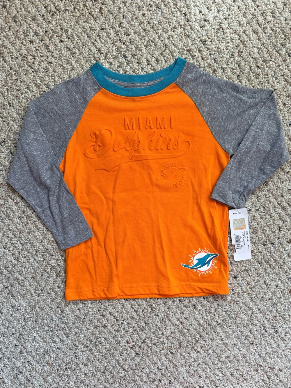 NFL Miami Dolphins Boys Raglan Quarter Sleeve Shirt | Size XS 4/5 NWT